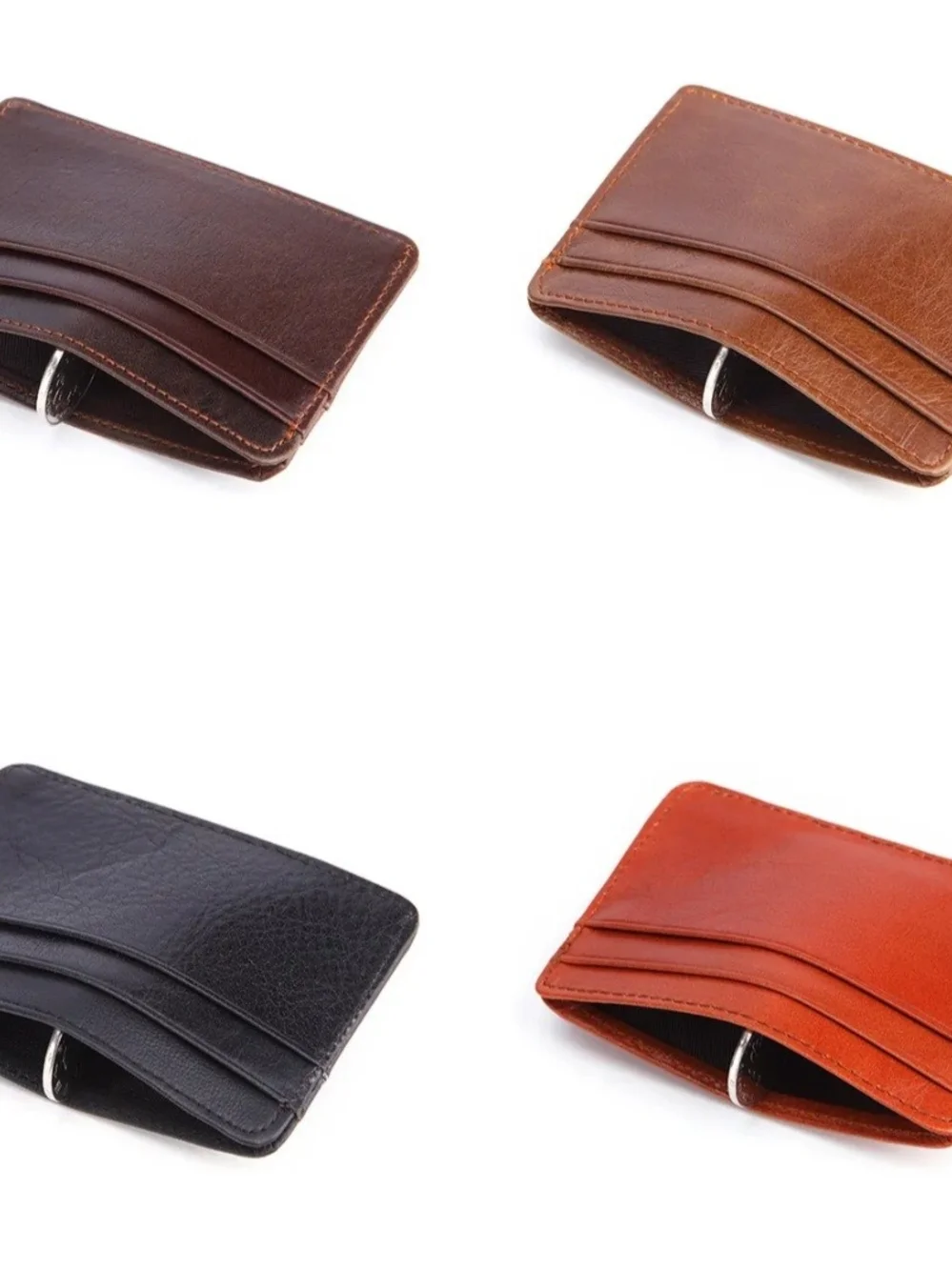 Leather Card Holder - Brown Slim Wallet for Men